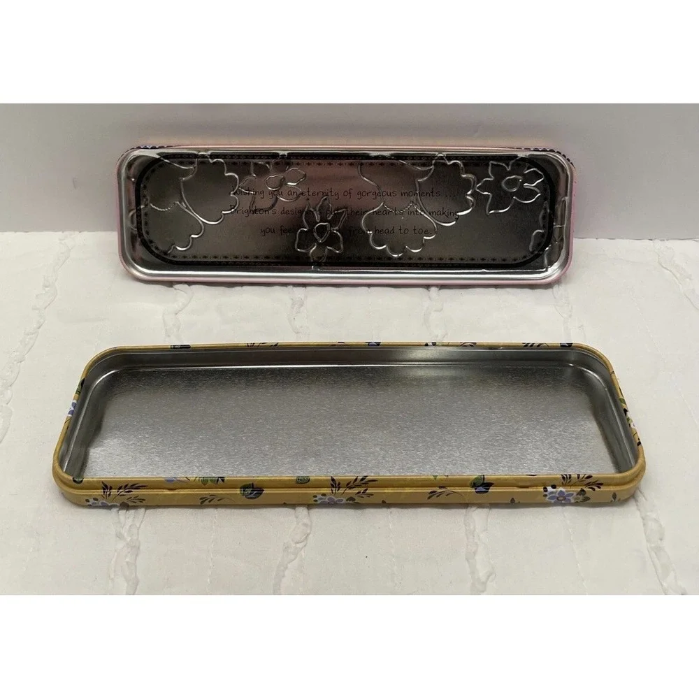 Brighton Pink Floral Paisley Decorative‎ Rectangular Jewelry Tin Gift Box 9x2.5